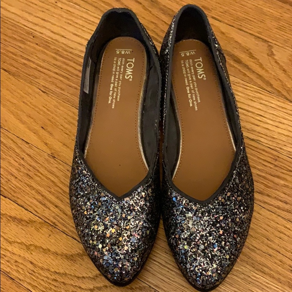 Toms sparkle pointed flat